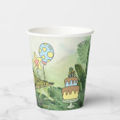 Niedlicher Cartoon Dinosaurier Thema Kinder Geburt Pappbecher (Rückseite)