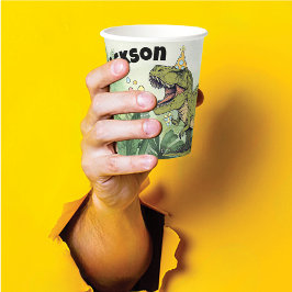 Niedlicher Cartoon Dinosaurier Thema Kinder Geburt Pappbecher