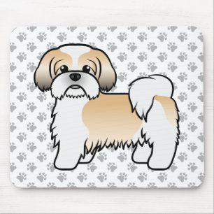 Niedlicher Cartoon Dog aus Gold und Weiß-Shih Tzu Mousepad