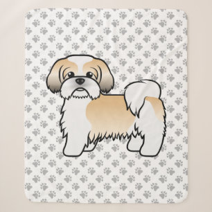 Niedlicher Cartoon Dog aus Gold und Weiß-Shih Tzu Sherpadecke