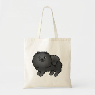Niedlicher Cartoon Dog aus schwarzem Spitz Tragetasche