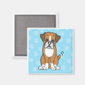 Niedlicher Cartoon Dog Boxer Square Magnet (Vorderseite/Rückseite)