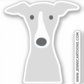 Niedlicher Cartoon Dog Face von Greyhound oder Whi Aufkleber (Vorderseite)