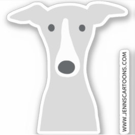 Niedlicher Cartoon Dog Face von Greyhound oder Whi Aufkleber
