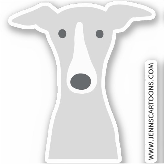 Niedlicher Cartoon Dog Face von Greyhound oder Whi Aufkleber (Vorderseite)