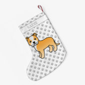 Niedlicher Cartoon Dog & Name Kleiner Weihnachtsstrumpf (Rückseite (Hängend))