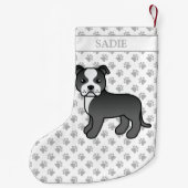 Niedlicher Cartoon Dog & Name Kleiner Weihnachtsstrumpf (Rückseite)