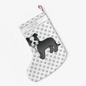 Niedlicher Cartoon Dog & Name Kleiner Weihnachtsstrumpf (Rückseite (Hängend))