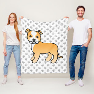 Niedlicher Cartoon Dog & Paws aus Fauna und Weiß Fleecedecke