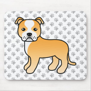 Niedlicher Cartoon Dog & Paws aus Fauna und Weiß Mousepad