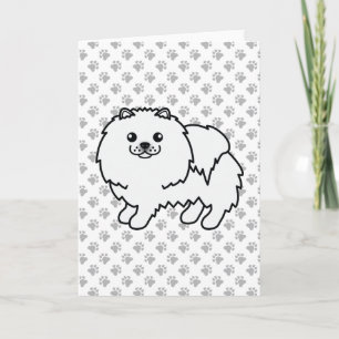 Niedlicher Cartoon Dog & Paws aus weißem Spitz Karte