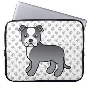 Niedlicher Cartoon Dog & Paws in blauer und weißer Laptopschutzhülle