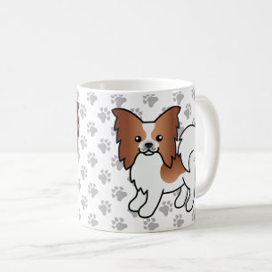 Niedlicher Cartoon Dog & Paws in rotem und weißem Kaffeetasse