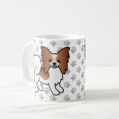 Niedlicher Cartoon Dog & Paws in rotem und weißem  Kaffeetasse (Vorderseite Links)