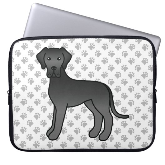 Niedlicher Cartoon Dog & Paws Laptopschutzhülle (Vorderseite)
