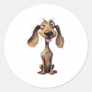 Niedlicher Cartoon Dog Rasse Kunstsammlung Runder Aufkleber