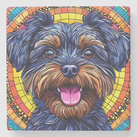 Niedlicher Cartoon Dog Steinuntersetzer (Vorderseite)