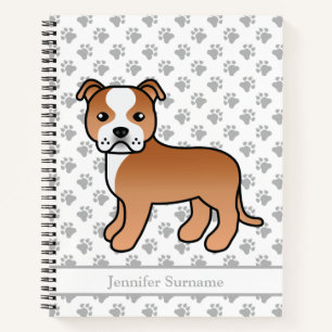 Niedlicher Cartoon Dog & Text in Rot und Weiß Notizblock