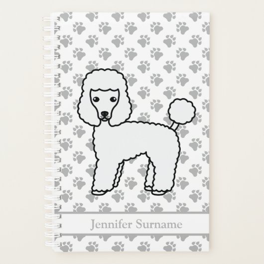 Niedlicher Cartoon Dog & Text von White Toy Poodle Planer (Vorderseite)