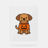 Niedlicher Cartoon Dog Trick-or-Treating Classic T Acrylschild (Vorderseite)