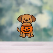 Niedlicher Cartoon Dog Trick-or-Treating Classic T Acrylschild (Neutral)