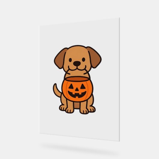 Niedlicher Cartoon Dog Trick-or-Treating Classic T Acrylschild (Winkel)