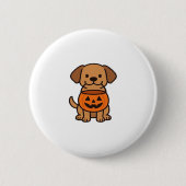 Niedlicher Cartoon Dog Trick-or-Treating Classic T Button (Vorderseite)