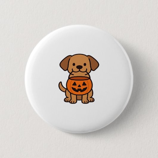 Niedlicher Cartoon Dog Trick-or-Treating Classic T Button (Vorderseite)