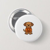 Niedlicher Cartoon Dog Trick-or-Treating Classic T Button (Vorne & Hinten)