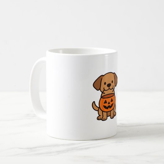 Niedlicher Cartoon Dog Trick-or-Treating Classic T Kaffeetasse (Vorderseite Links)