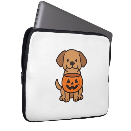Niedlicher Cartoon Dog Trick-or-Treating Classic T Laptopschutzhülle (Vorne Rechts)