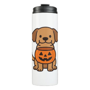 Niedlicher Cartoon Dog Trick-or-Treating Classic T Thermosbecher