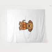 Niedlicher Cartoon Dog Trick-or-Treating Classic T Wandteppich (Vorderseite (Horizontal))