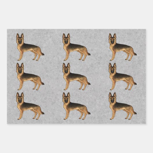 Niedlicher Cartoon Dog von Black and Tan German Sh Geschenkpapier Set (Vorderseite 3)
