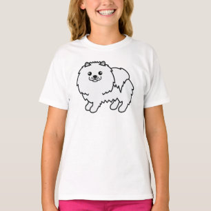 Niedlicher Cartoon Dog, weißer Spitz T-Shirt