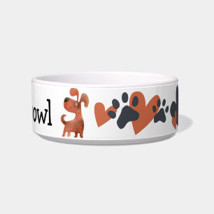 Niedlicher Cartoon Dog Welpe personlisierte Name B Napf