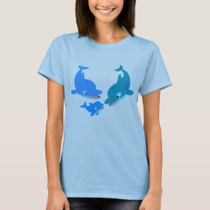 Niedlicher Cartoon Dolphin Familie T - Shirt