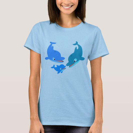 Niedlicher Cartoon Dolphin Familie T - Shirt (Vorderseite)