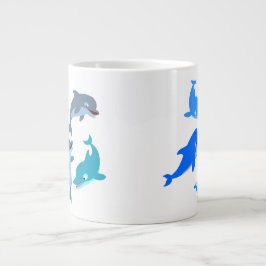 Niedlicher Cartoon Dolphin Pod Jumbo-Tasse
