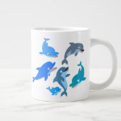 Niedlicher Cartoon Dolphin Pod Jumbo-Tasse (Rechts)