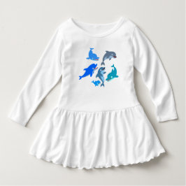 Niedlicher Cartoon Dolphin Pod Ruffle Dress Baby T-shirt