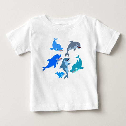 Niedlicher Cartoon Dolphin Pod Ruffle Dress Baby T-shirt (Vorderseite)