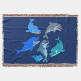 Niedlicher Cartoon Dolphin Pod Throw Blanket Decke