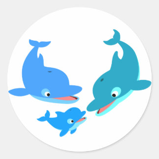 Niedlicher Cartoon Dolphin Runder Aufkleber