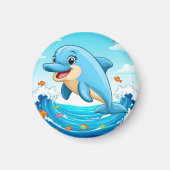 Niedlicher Cartoon Dolphin Splashing in Wasser Magnet (Vorne)