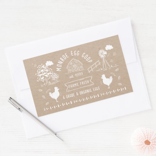 Niedlicher Cartoon Doodle Rustikale Eierkarton Rechteckiger Aufkleber (Umschlag)