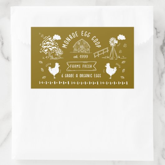 Niedlicher Cartoon Doodle Rustikale Eierkarton Rechteckiger Aufkleber (Tasche)