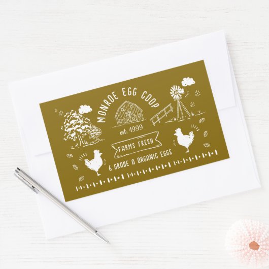 Niedlicher Cartoon Doodle Rustikale Eierkarton Rechteckiger Aufkleber (Umschlag)