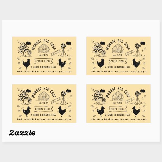 Niedlicher Cartoon Doodle Rustikale Eierkarton Rechteckiger Aufkleber (Blatt)