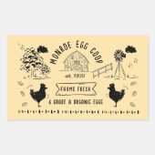 Niedlicher Cartoon Doodle Rustikale Eierkarton Rechteckiger Aufkleber (Vorderseite)